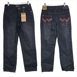 Mecca Rocker Fit Boys Dark Blue Denim Jeans Skinny Leg Red Street Style NWT